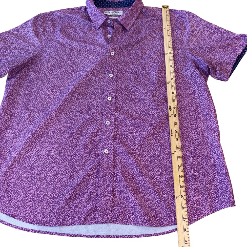 Nick Graham Everywhere Purple Micro Pattern Short Sleeve Stretch Sport Shirt S - Picture 3 of 9